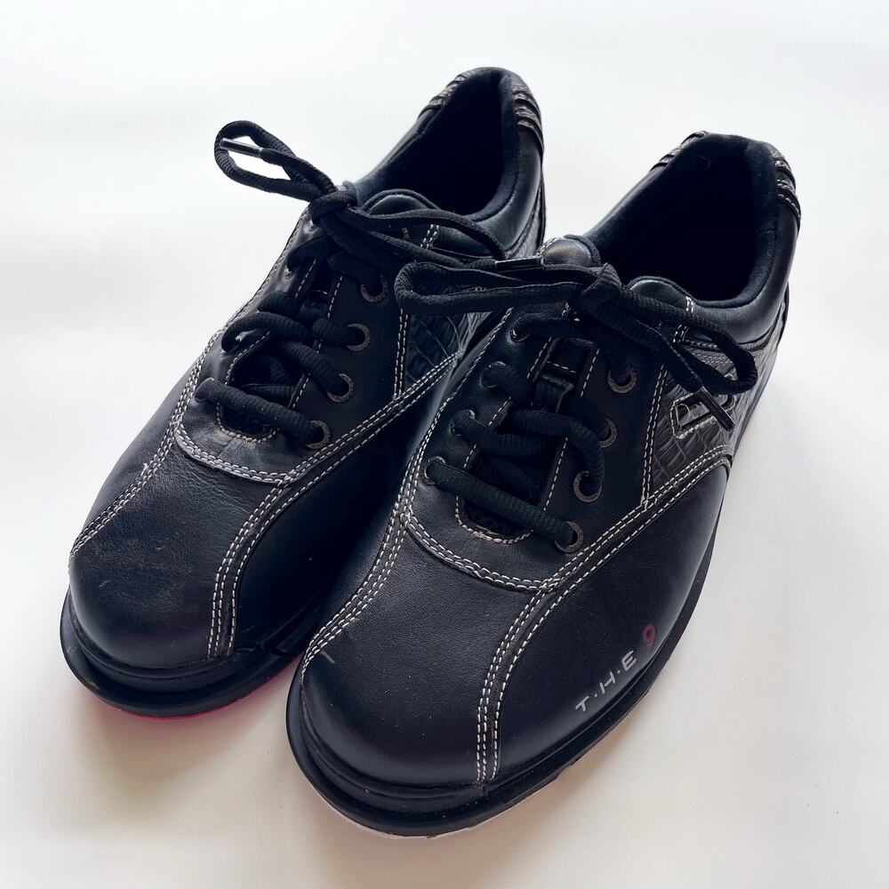 Dexter T.H.E 9 B3100-1 Mens Black Leather Lace Up Bowling Shoes 7.5 2W
